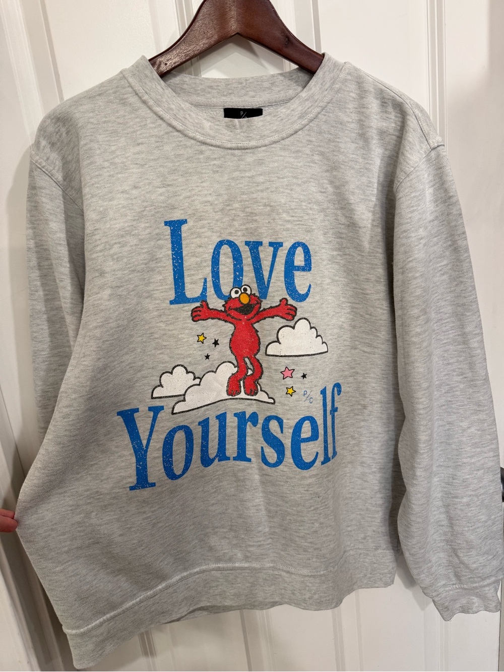 Grey 'Love Yourself' Elmo Graphic Sweatshirt